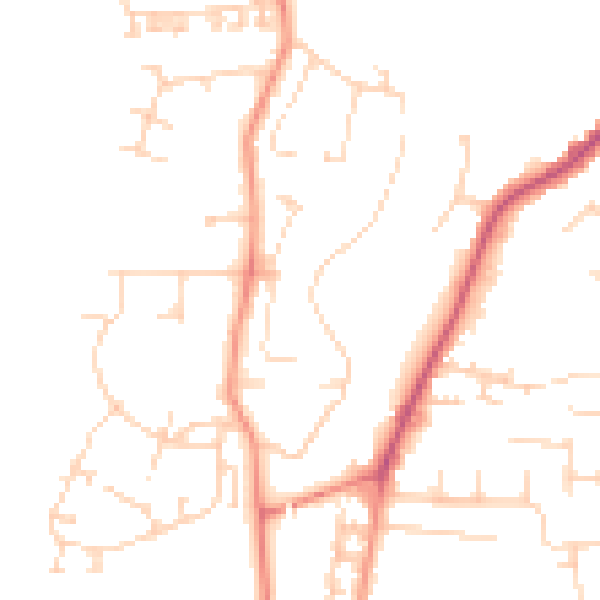 Daytime road noise heatmap for YO32 4BT