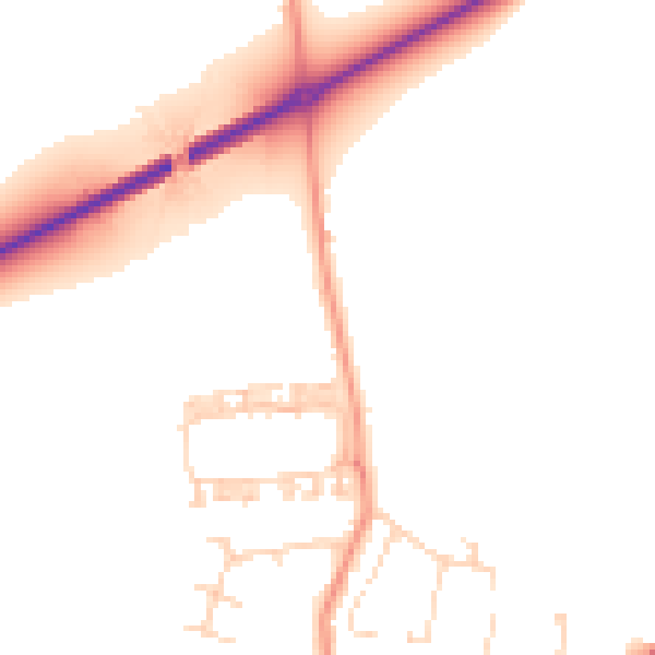 Daytime road noise heatmap for YO32 4DA