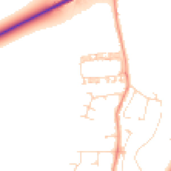 Daytime road noise heatmap for YO32 4DJ