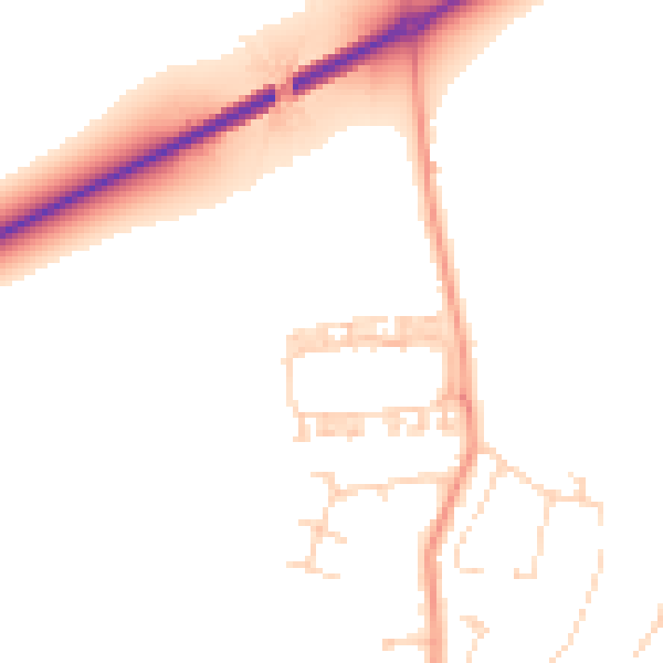 Daytime road noise heatmap for YO32 4DQ