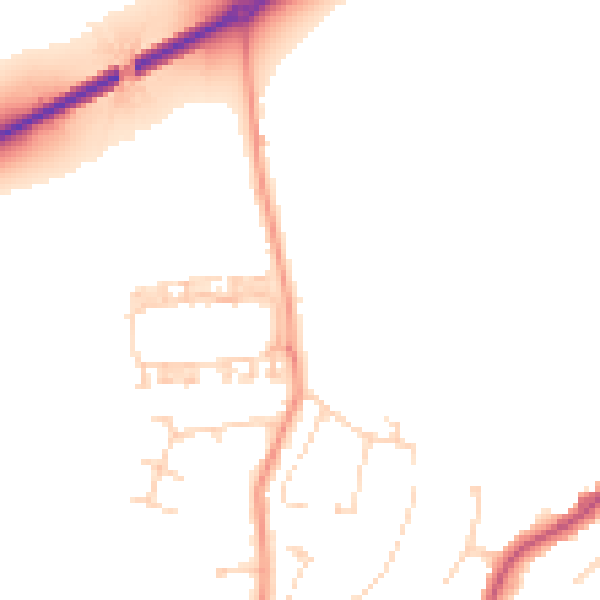 Daytime road noise heatmap for YO32 4DT