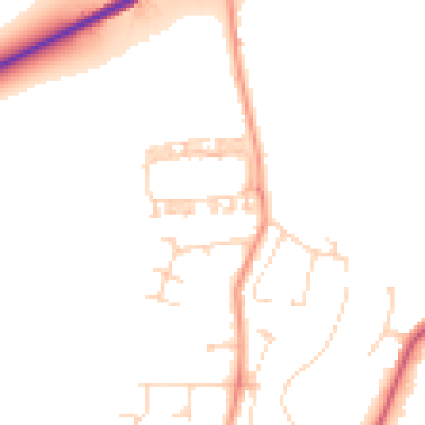Daytime road noise heatmap for YO32 4DW