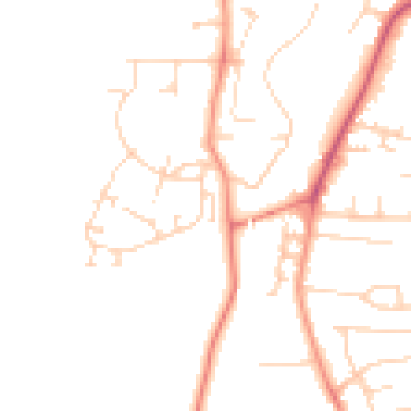 Daytime road noise heatmap for YO32 4TJ