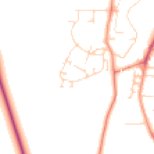 Daytime road noise heatmap for YO32 4TP