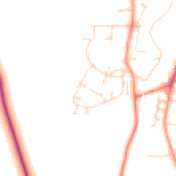 Daytime road noise heatmap for YO32 4TT