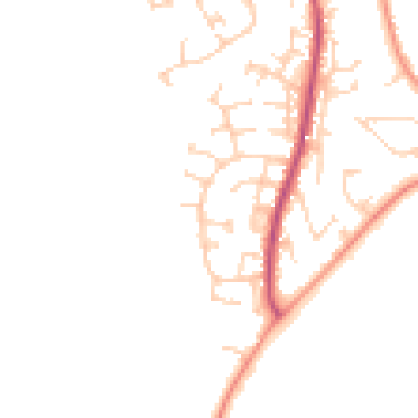 Daytime road noise heatmap for YO32 5AB