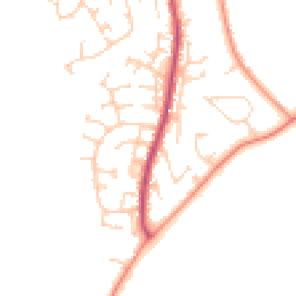 Daytime road noise heatmap for YO32 5AJ