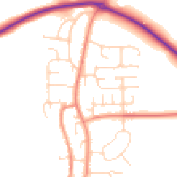 Daytime road noise heatmap for YO32 9BH