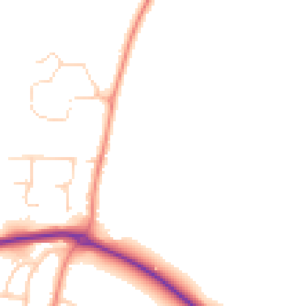 Daytime road noise heatmap for YO32 9FW