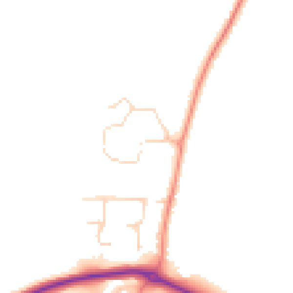 Daytime road noise heatmap for YO32 9FY