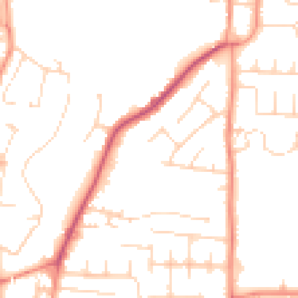 Daytime road noise heatmap for YO32 9GA