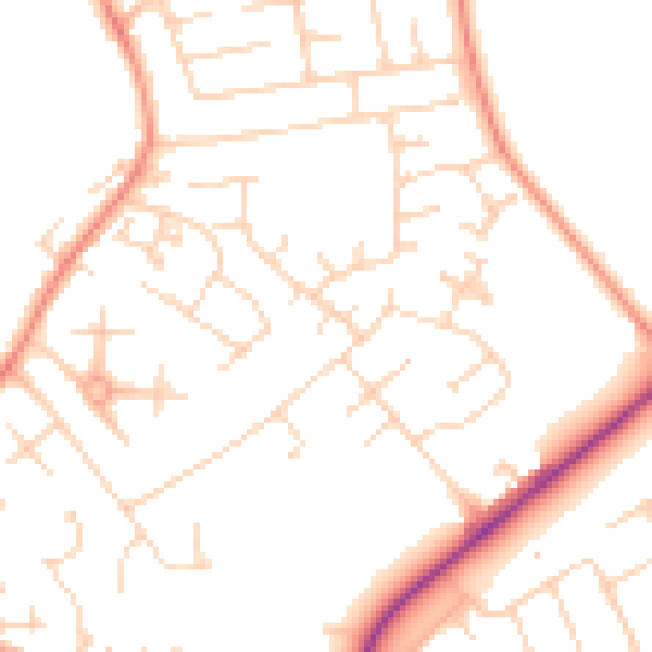 Daytime road noise heatmap for YO32 9GB