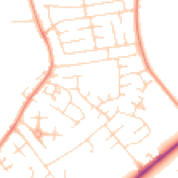 Daytime road noise heatmap for YO32 9GQ