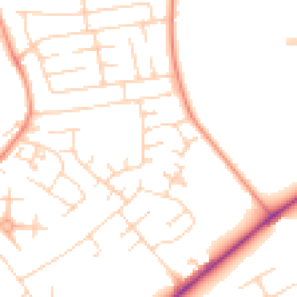 Daytime road noise heatmap for YO32 9JT