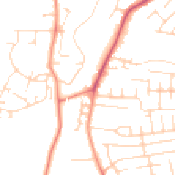 Daytime road noise heatmap for YO32 9LN