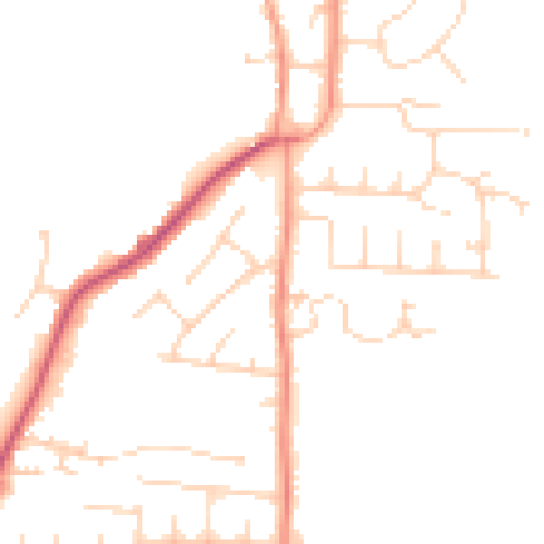 Daytime road noise heatmap for YO32 9LQ