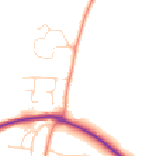 Daytime road noise heatmap for YO32 9LR