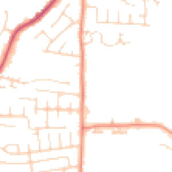 Daytime road noise heatmap for YO32 9NQ
