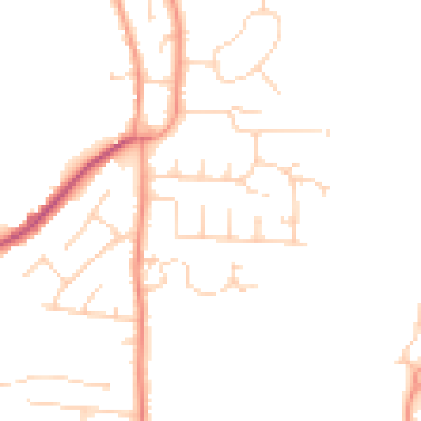 Daytime road noise heatmap for YO32 9NZ