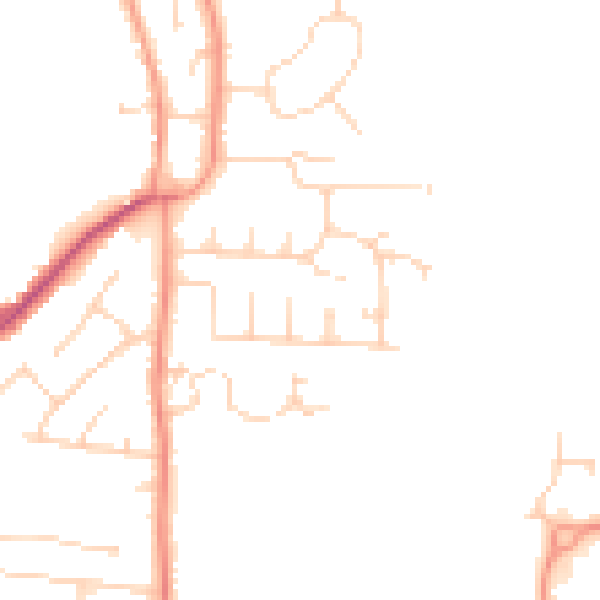 Daytime road noise heatmap for YO32 9PA