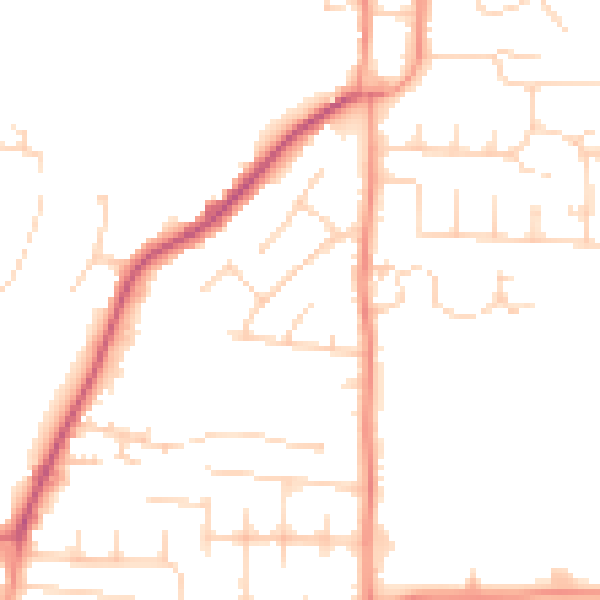 Daytime road noise heatmap for YO32 9PL