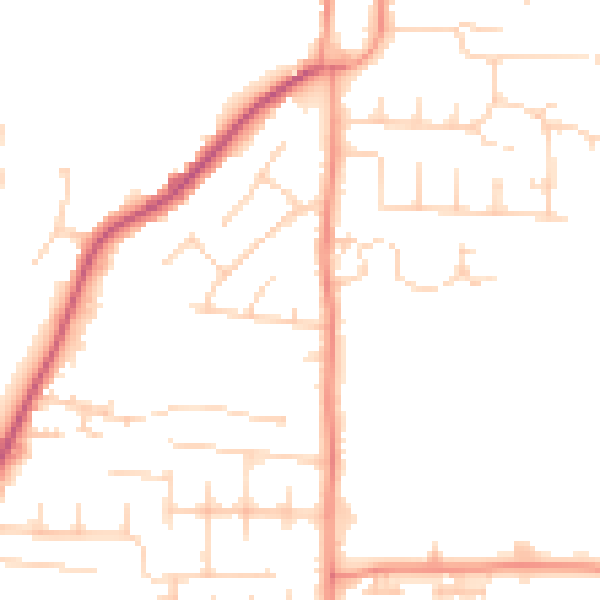 Daytime road noise heatmap for YO32 9PN