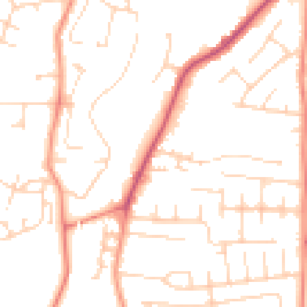 Daytime road noise heatmap for YO32 9PX
