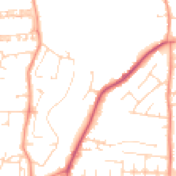 Daytime road noise heatmap for YO32 9PZ