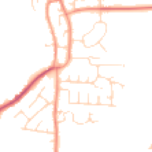 Daytime road noise heatmap for YO32 9QE