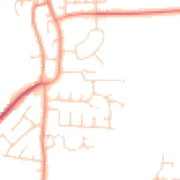 Daytime road noise heatmap for YO32 9QQ
