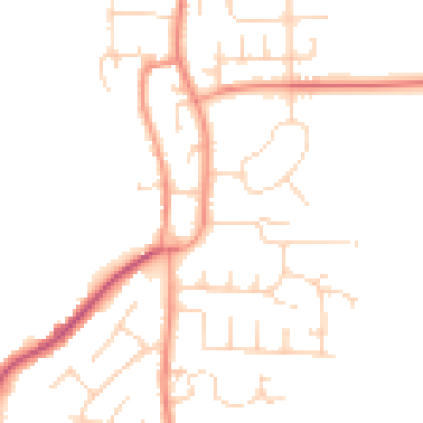 Daytime road noise heatmap for YO32 9QU