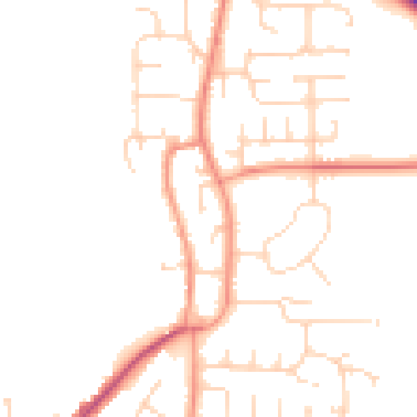 Daytime road noise heatmap for YO32 9QW