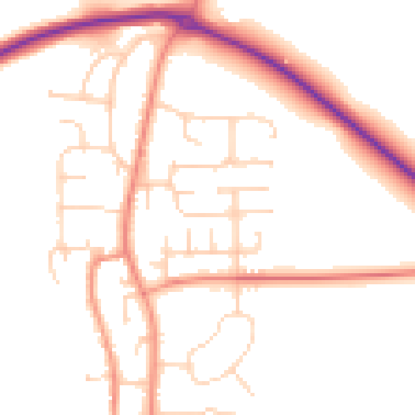 Daytime road noise heatmap for YO32 9RH