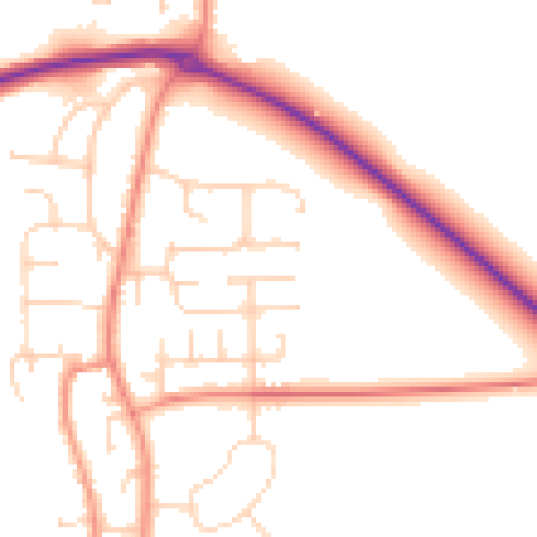 Daytime road noise heatmap for YO32 9RL