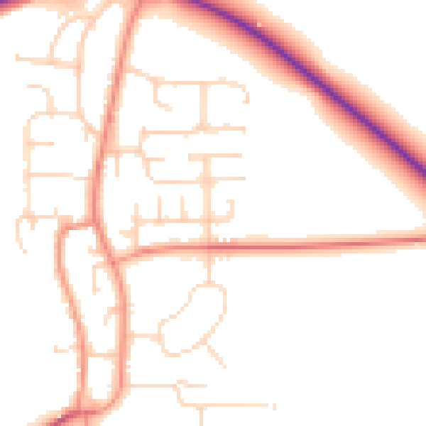 Daytime road noise heatmap for YO32 9RN