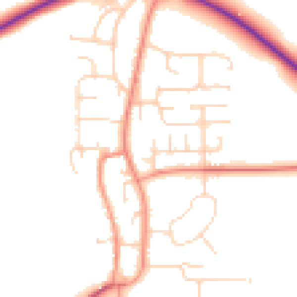 Daytime road noise heatmap for YO32 9RS