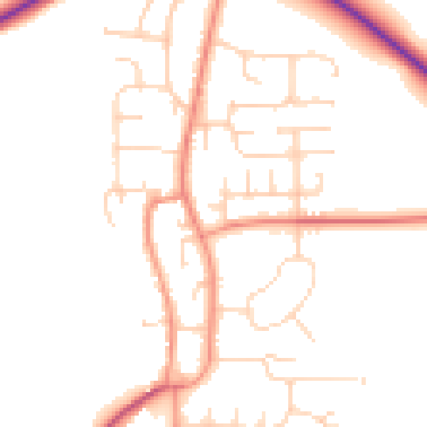 Daytime road noise heatmap for YO32 9RT