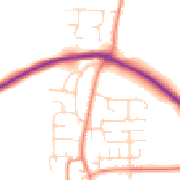 Daytime road noise heatmap for YO32 9SH