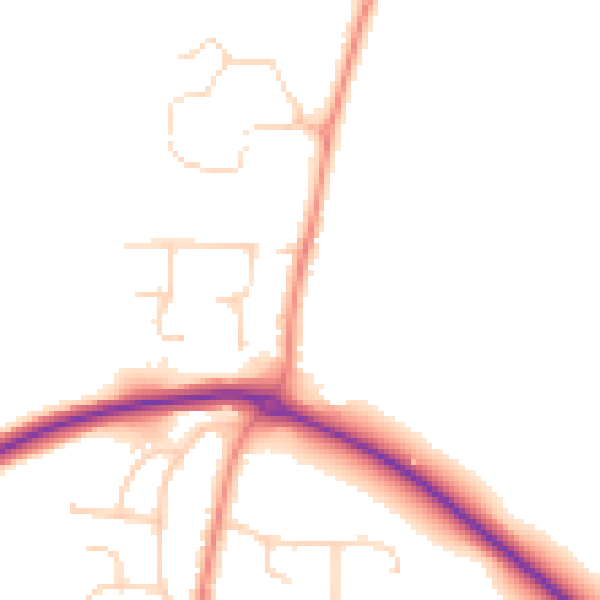 Daytime road noise heatmap for YO32 9SJ