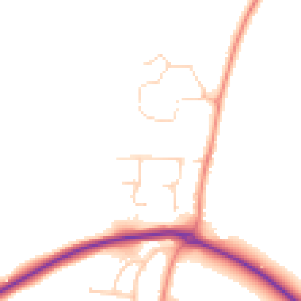 Daytime road noise heatmap for YO32 9SL