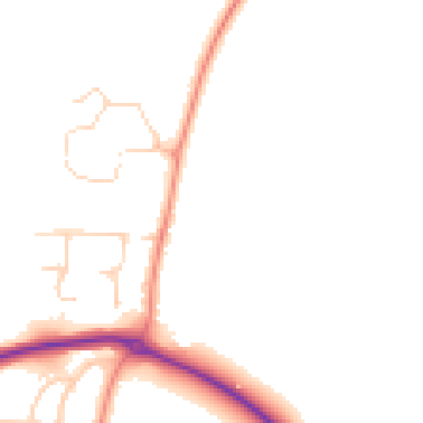Daytime road noise heatmap for YO32 9SN