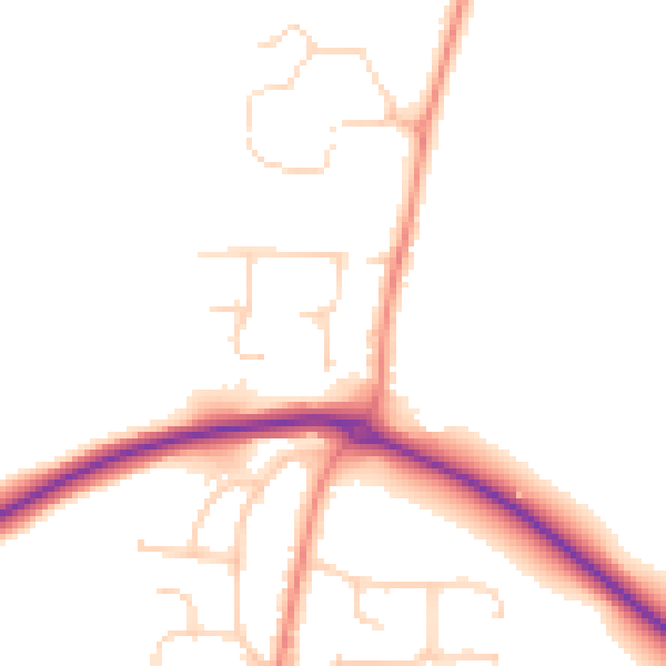 Daytime road noise heatmap for YO32 9SQ