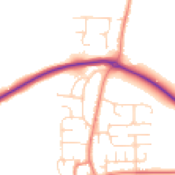 Daytime road noise heatmap for YO32 9SX