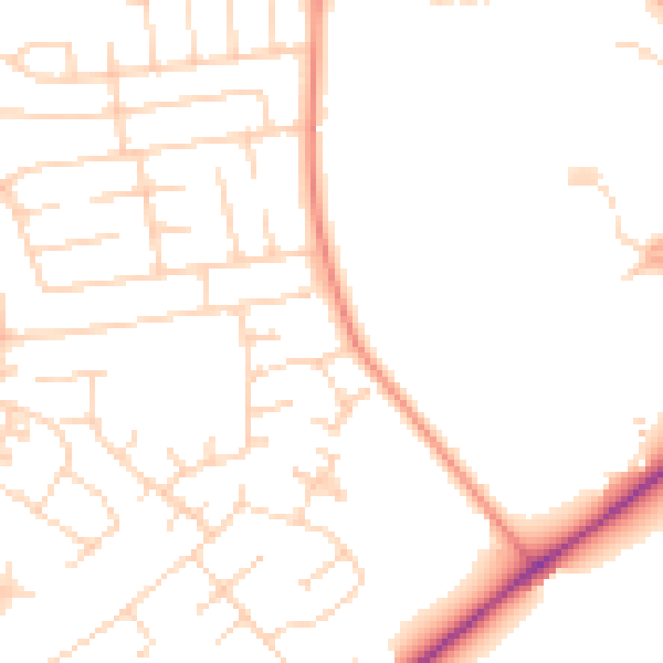 Daytime road noise heatmap for YO32 9TB