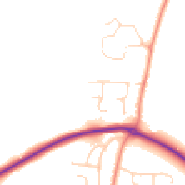 Daytime road noise heatmap for YO32 9UY