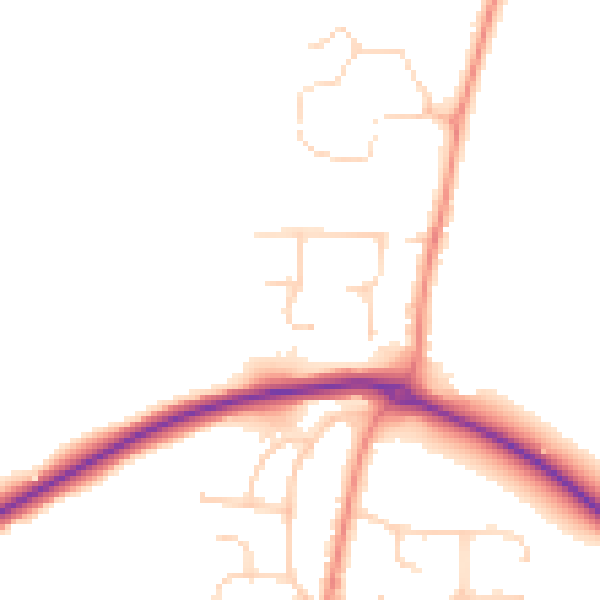 Daytime road noise heatmap for YO32 9UZ