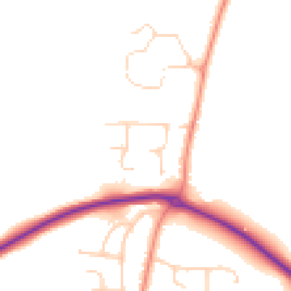 Daytime road noise heatmap for YO32 9XT