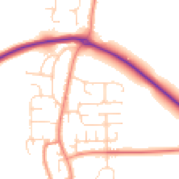 Daytime road noise heatmap for YO32 9YB