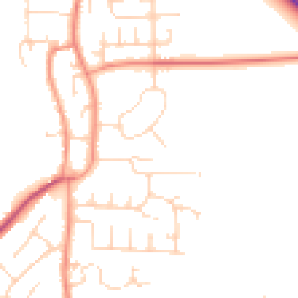 Daytime road noise heatmap for YO32 9YE
