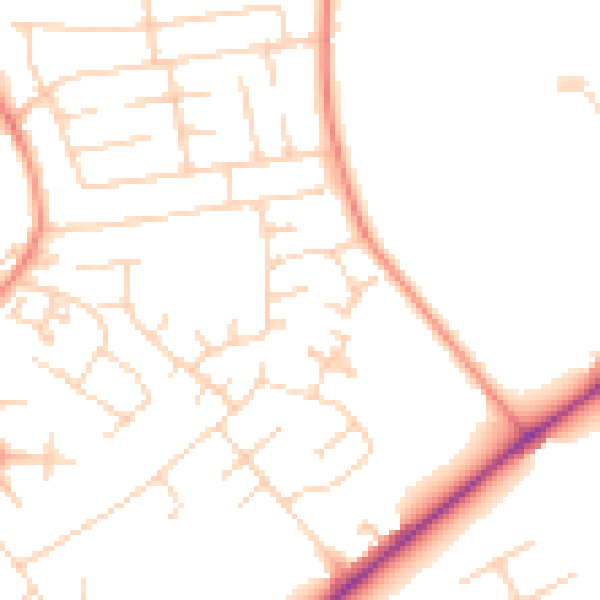 Daytime road noise heatmap for YO32 9YF